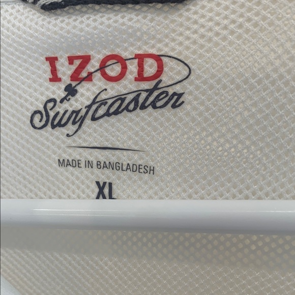 Izod Surfcaster White Casual Button Down Shirt Classic Cotton - Picture 2 of 5